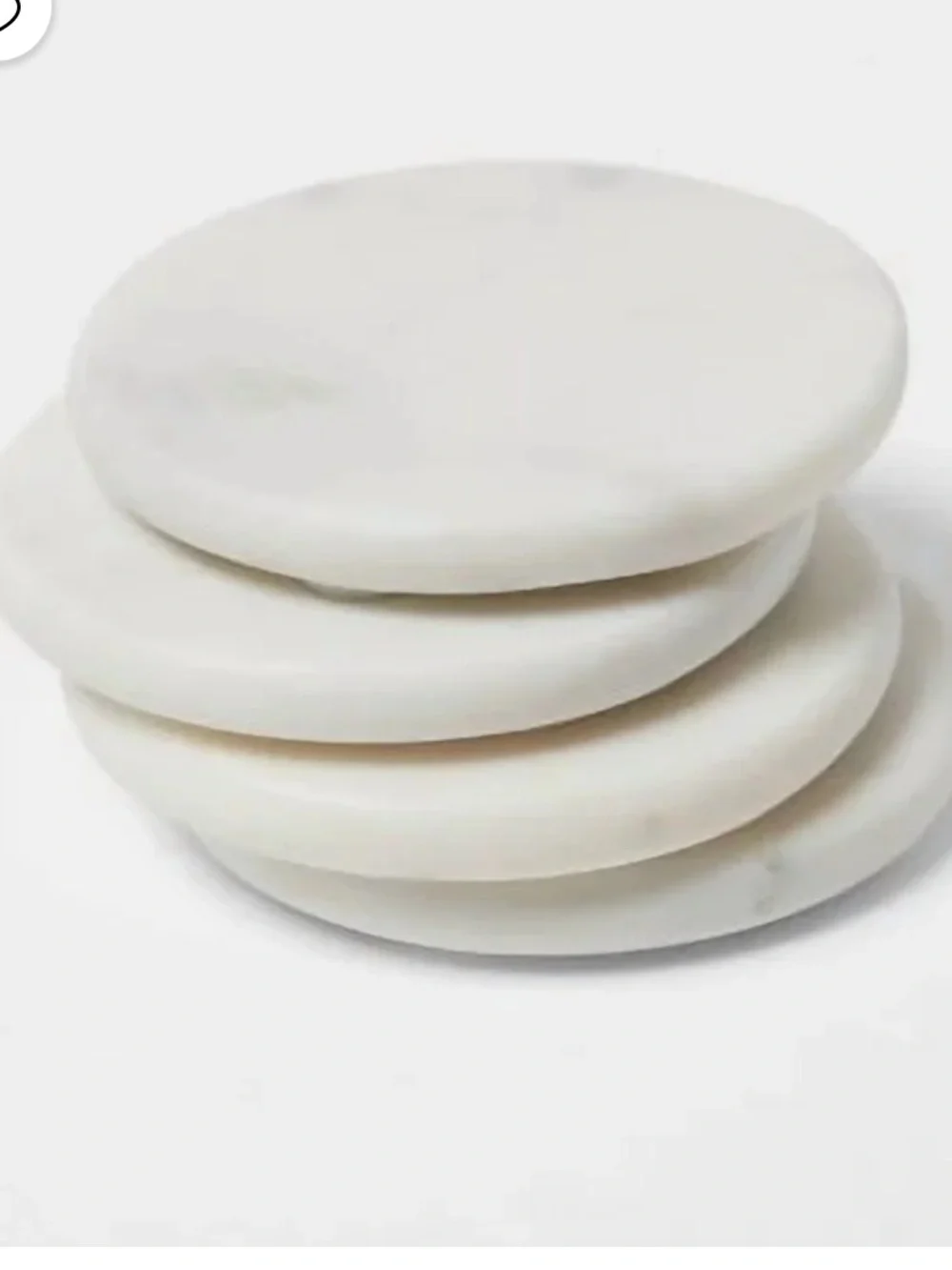 Marble Tea Coffee Coaster, White Handmade in India set of 4  -  Vintage